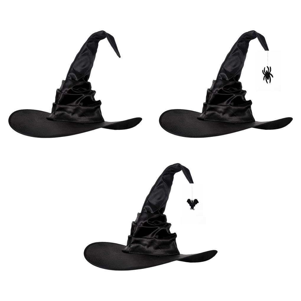 Halloween Wizard Hat Party Children Adult Black Pointed Oxford Cloth Magician Hat Witch Hat Masquerade Ball Party Cosplay