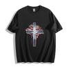 Patriotic Cross USA Flag T-Shirt - Bold Flag and Cross Design Unisex Tee