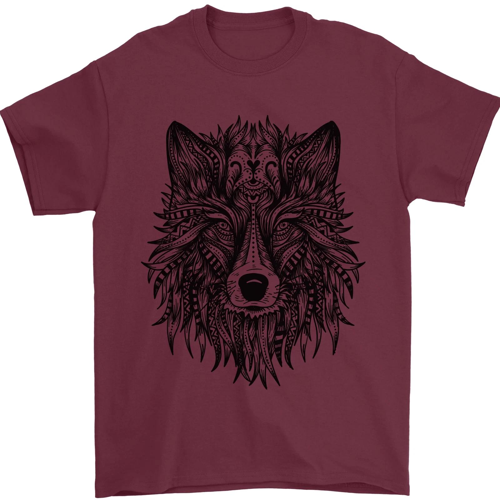 

Mandala Tribal Wolf Tattoo Mens T-Shirt 100% Cotton L