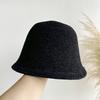Retro warm knitted wool hat foldable small face big head circumference basin hat bucket hat autumn and winter ear protection hat