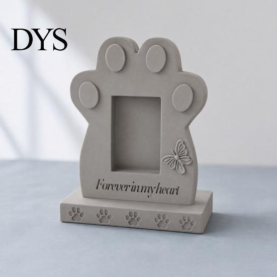 Precious Pet Memory Holder Tombstone Dog Memorial Stone, with Built-in Photo Card Slot, 3D Butterfly And Stone Design Paw Design, Commemorative
