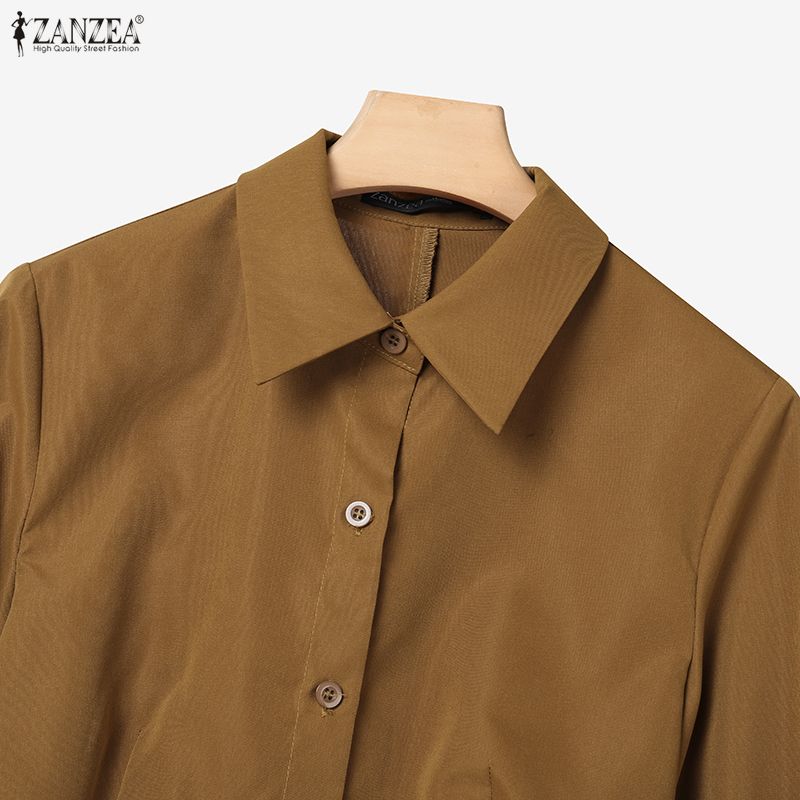 ZANZEA Lässiges zweiteiliges Anzug-Set für Damen mit langärmeliger Bluse und Hose