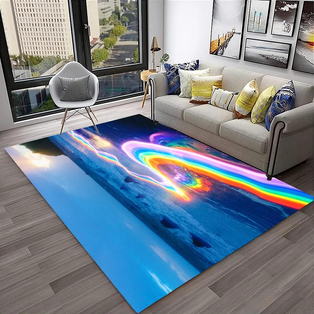 3D Colour Illusion Rainbow Vision HD Carpet Rug for Home Living Room Bedroom Sofa Doormat Decor,kids Area Rug Non-slip Floor Mat