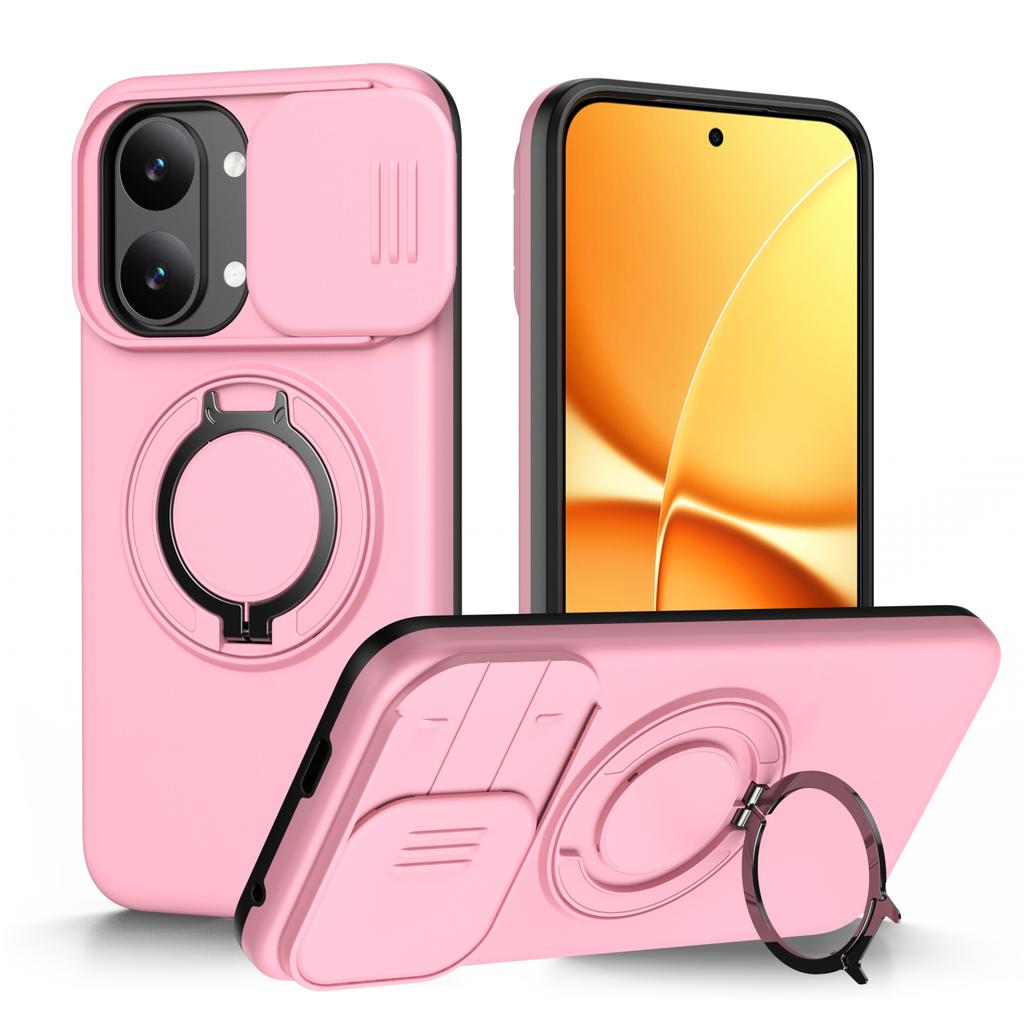 Sliding Camera Lens Protection Armor Case For Xiaomi Poco X8 Pro Max Redmi Turbo 5Max Metal Ring Stand TPU Plastic Cover Fundas