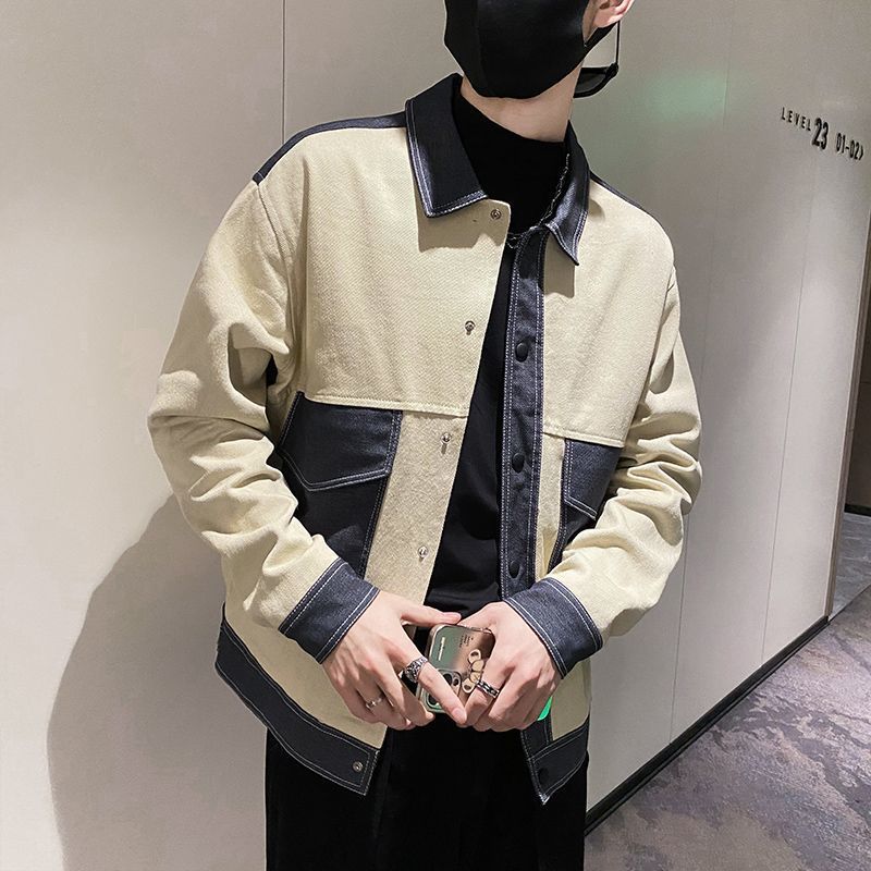 Spring and Autumn Hong Kong Style Denim Jacket Men's Loose Handsome Top Trendy Korean Style Ins Casual Jacket