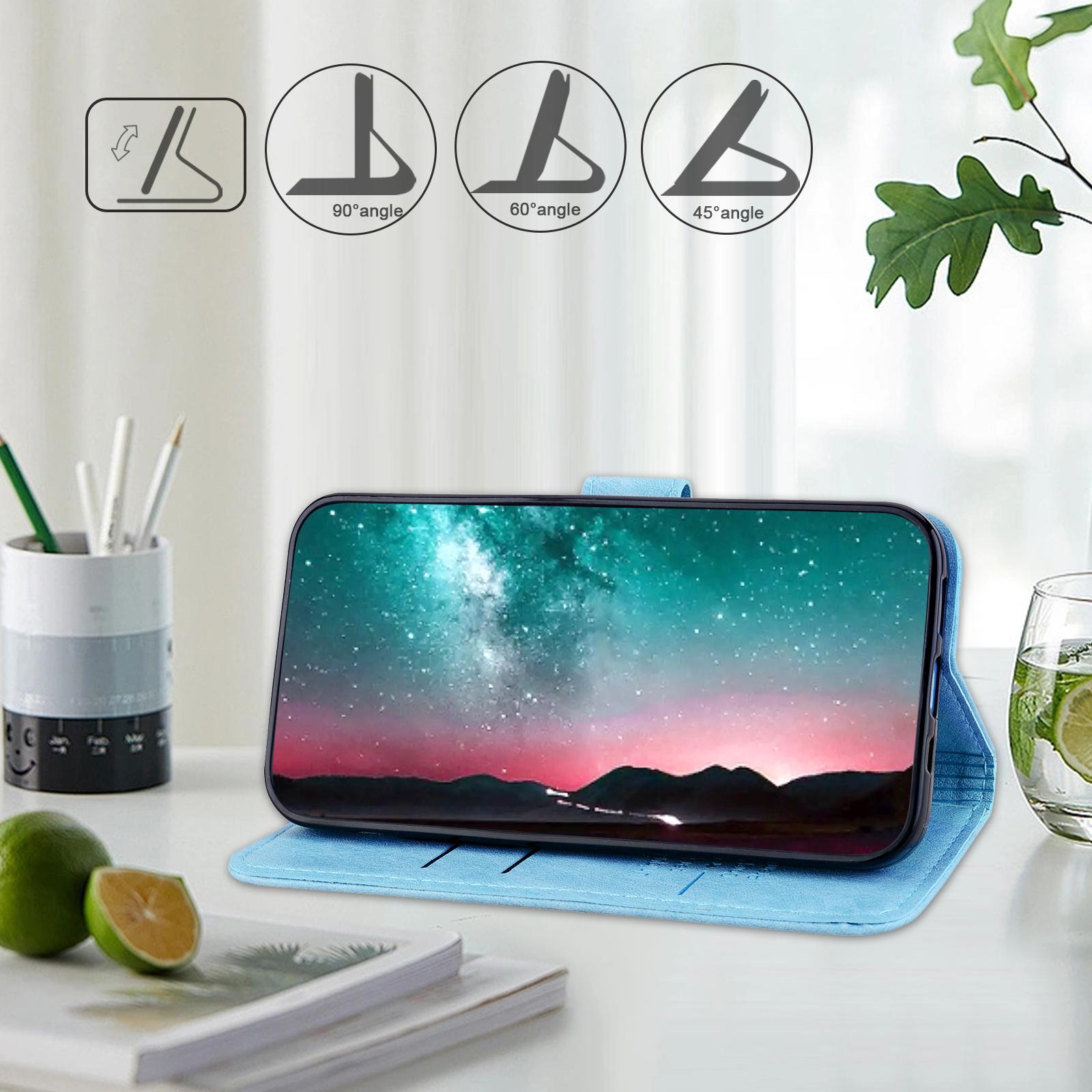 

Cell Phone Stand Cover for Xiaomi 13T/13T Pro/Redmi K60 Ultra Solid Color PU Leather Wallet Case Baby Blue