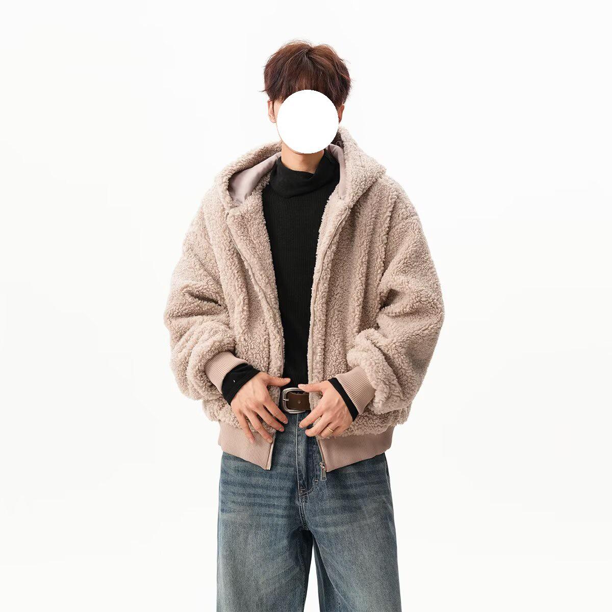 

Unisex Retro Lambswool Cotton Jacket - Warm, Loose-Fit Winter Outerwear Medium хакі
