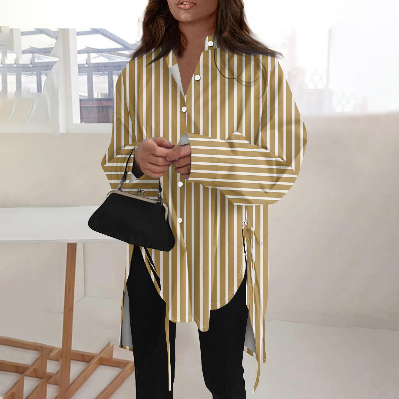 Модная повседневная однотонная рубашка с длинными рукавами и лацканами свободного типа — фото 7