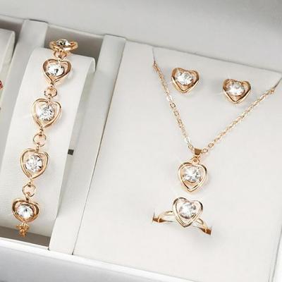 5 pezzi di lusso a forma di cuore set di gioielli collana anello orecchini bracciale per le donne accessori da sposa matrimonio regali di anniversario