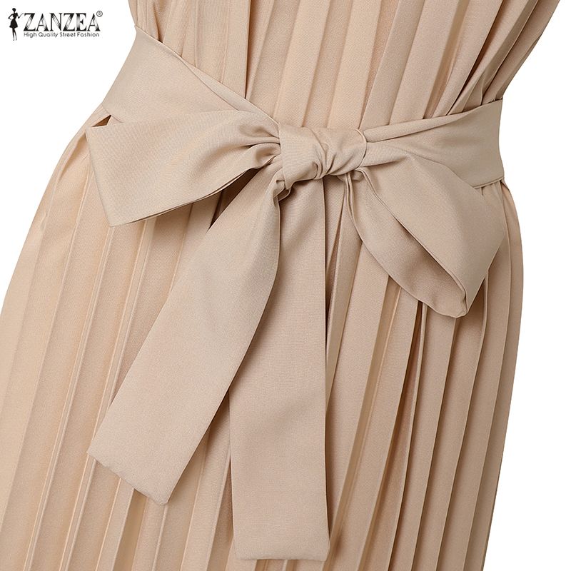 ZANZEA Bohemian Women Elegant V-Neck Straps Sleeveless Sling Long Dress