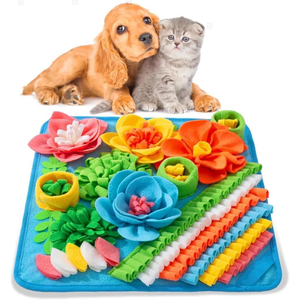Pet Activity Pad: Energy-boosting Sniffing Mat for Dogs & Cats with Hidden Treats, Food Dispenser, and Toys