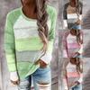 Fashion Women Casual Patchwork  Long Sleeves Sweater Blouse Tops