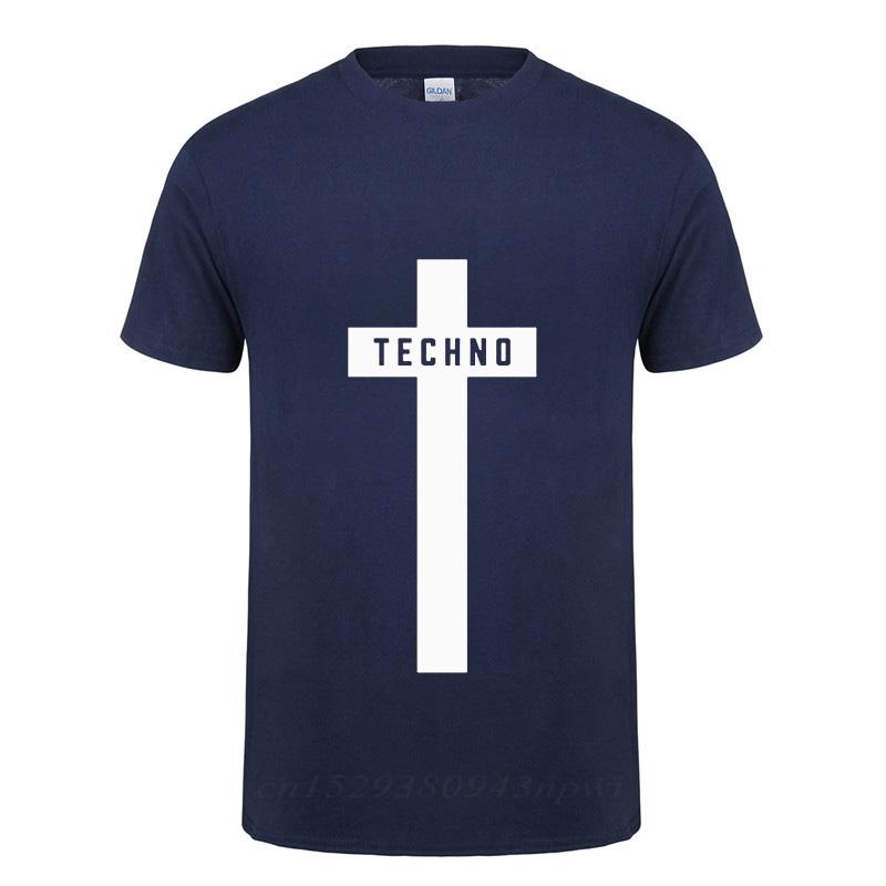 

TECHNO CROSS PRINTED T SHIRT MEN Male Short Sleeve Crewneck Cotton TShirt Man Clothing Trend Casual Slim Fit Summer Tops Tees 4XL