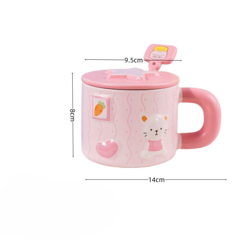 

Cute Baby Home Mug High Value Cartoon Ceramic Cup Milk Breakfast Cup with Lid Spoon Coffee Cup Souvenir Gift Box 450m l