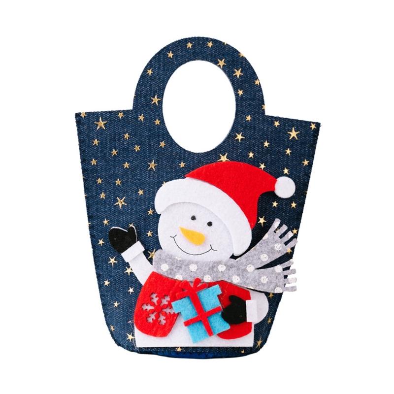 

Large Capacity Reusable Christmas Handbag with Handle Denims Fabric Holiday Gift Bag for Home Office Decorations