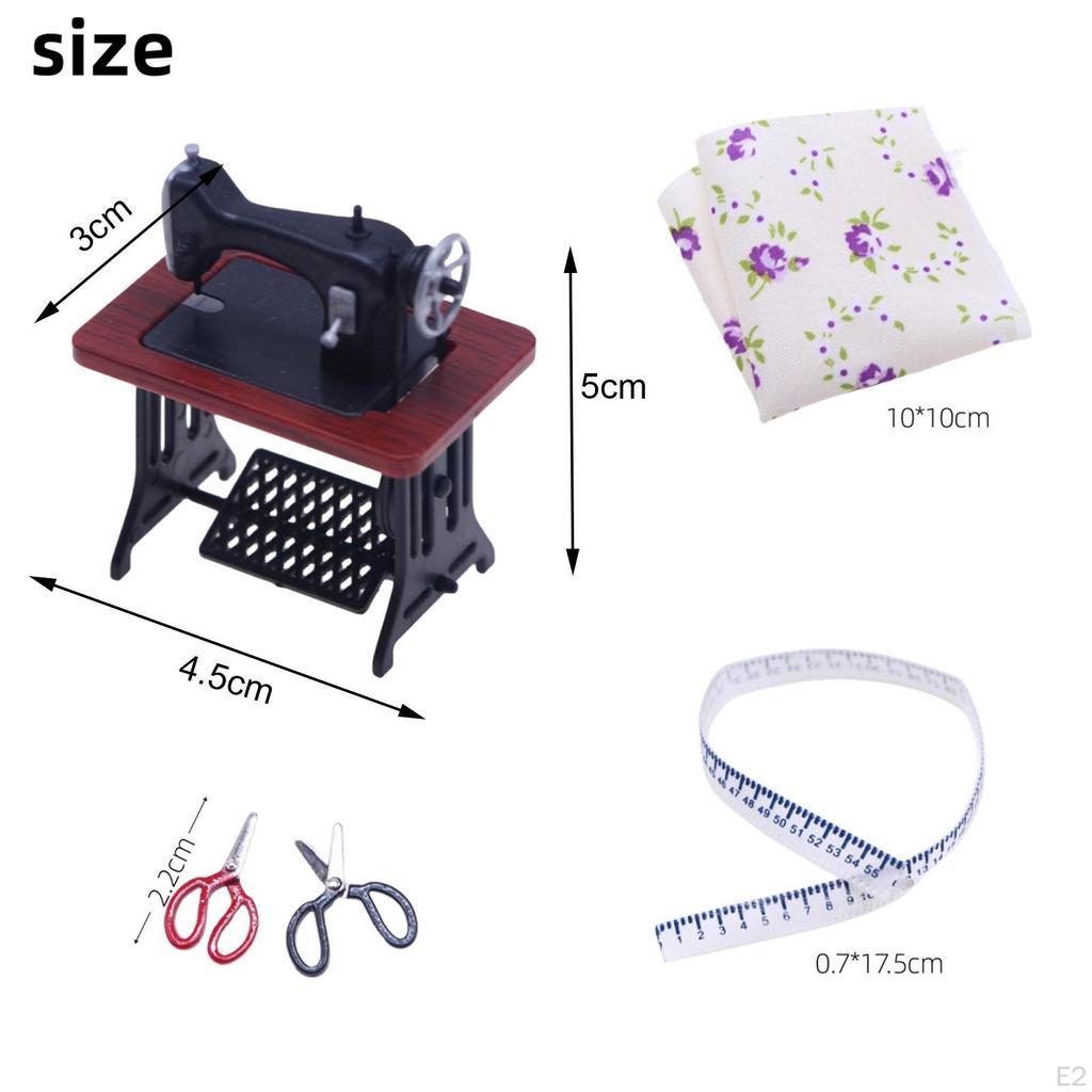 Dollhouse Mini Sewing Machine, Furniture Decoration for Dolls House