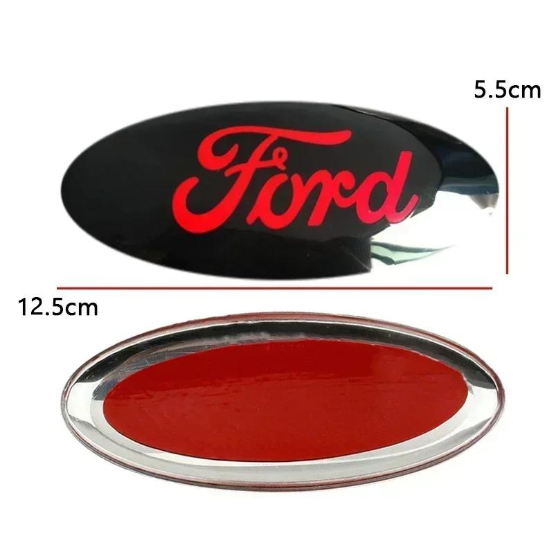 For Ford Mondeo Fusion Focus Fiesta Kuga Edge Transit Ecosport 12.5x5cm Car Front Emblem Logo Rear Trunk Badge Decal Decoration SG7