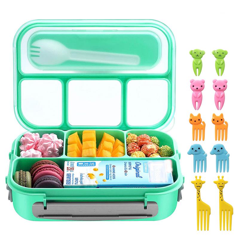Set da 16 pezzi di portapranzo bento in plastica per studenti con scomparti adatti al microonde e stuzzicadenti per frutta