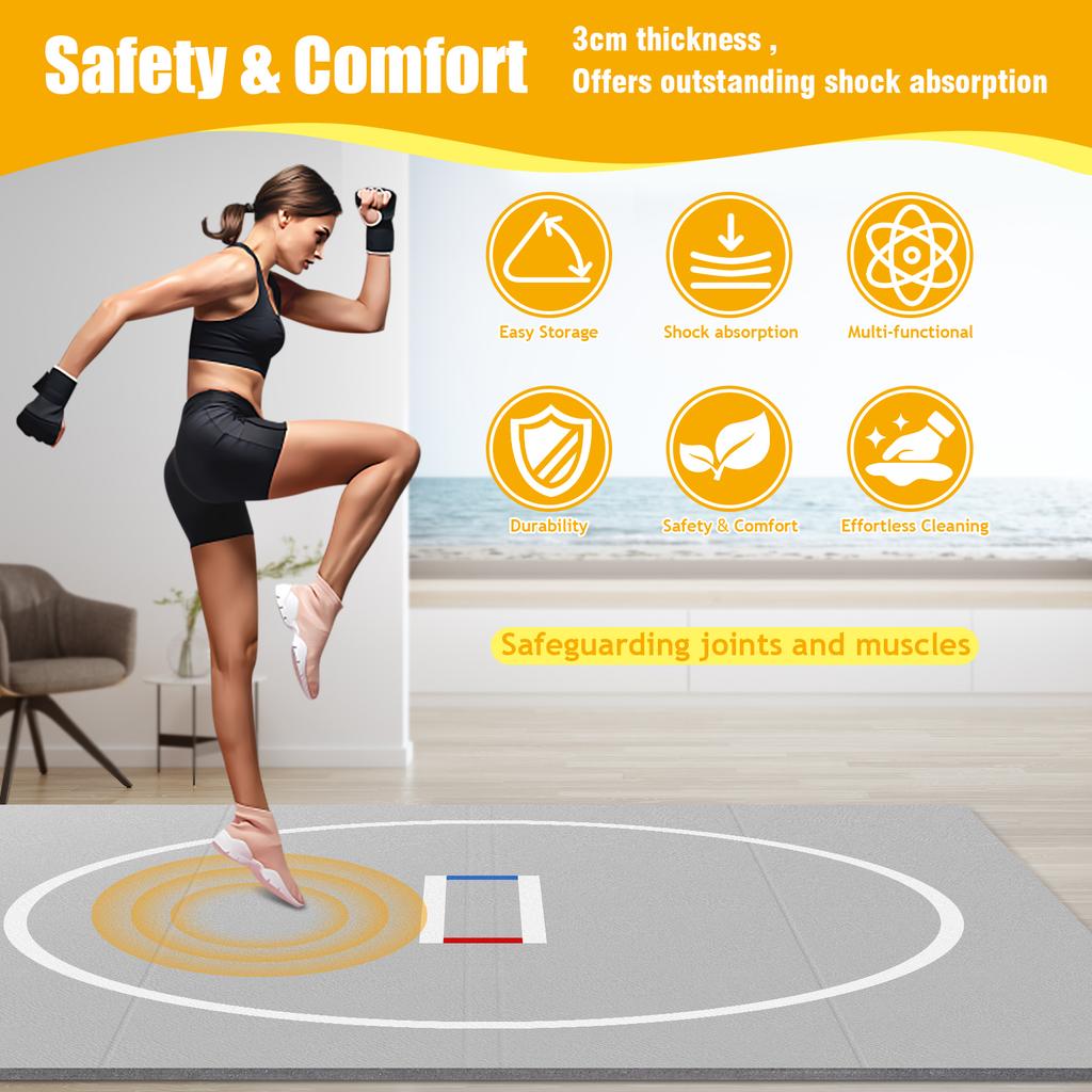 Large Yoga Mat  Exercise Mat with NonSlip Surface Ideal Wrestling Mat Wear Resist Jiu Jitsu Wrestle Mats for Grappling Martial A