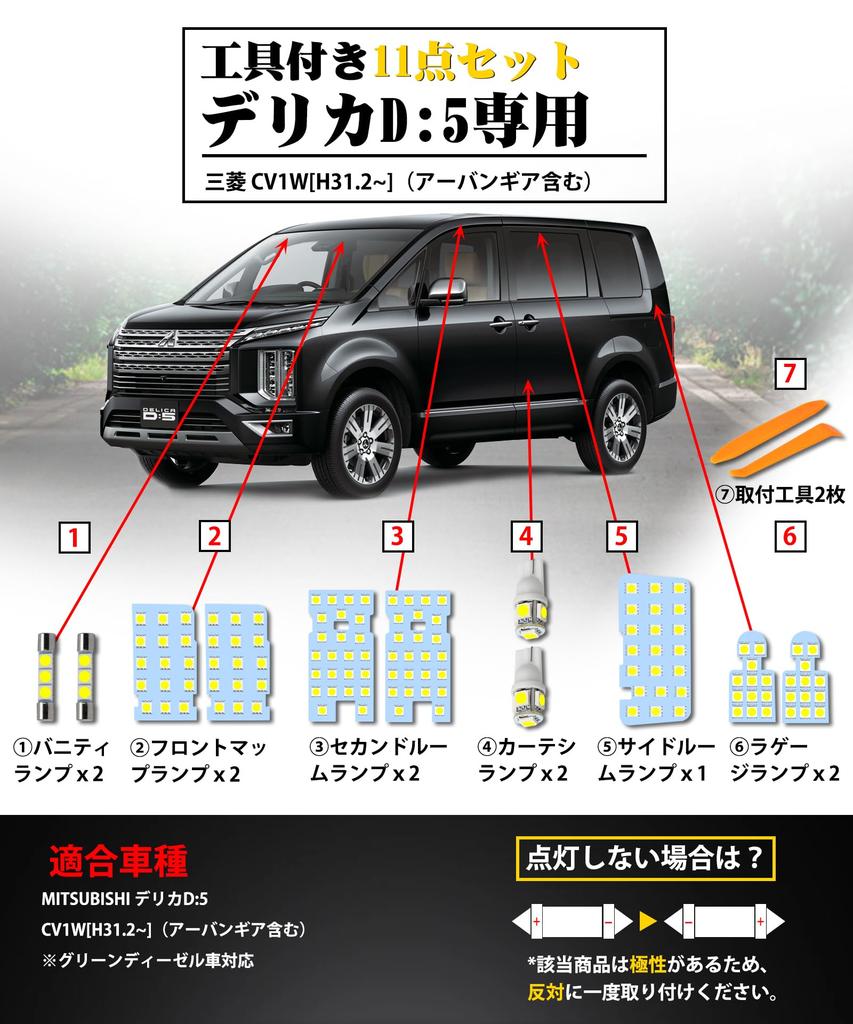 SINMAIT Delica D5 LED Room Lamps for Mitsubishi Delica 6000k Custom Design for DELICA Custom LED Interior for Clean Diesel Vehicles from February 2019