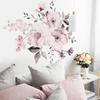 Watercolor Pink Flower and Leaf Combination Wall Stickers Home Background Decoration Stickers Removable Self-adhesive Mural