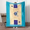Plush Printed Blanket Charlotte Hornets NBA Basketball Court Top Down Wooden Court Hornets Logo Center Teal Border Text Sports Fan Gift