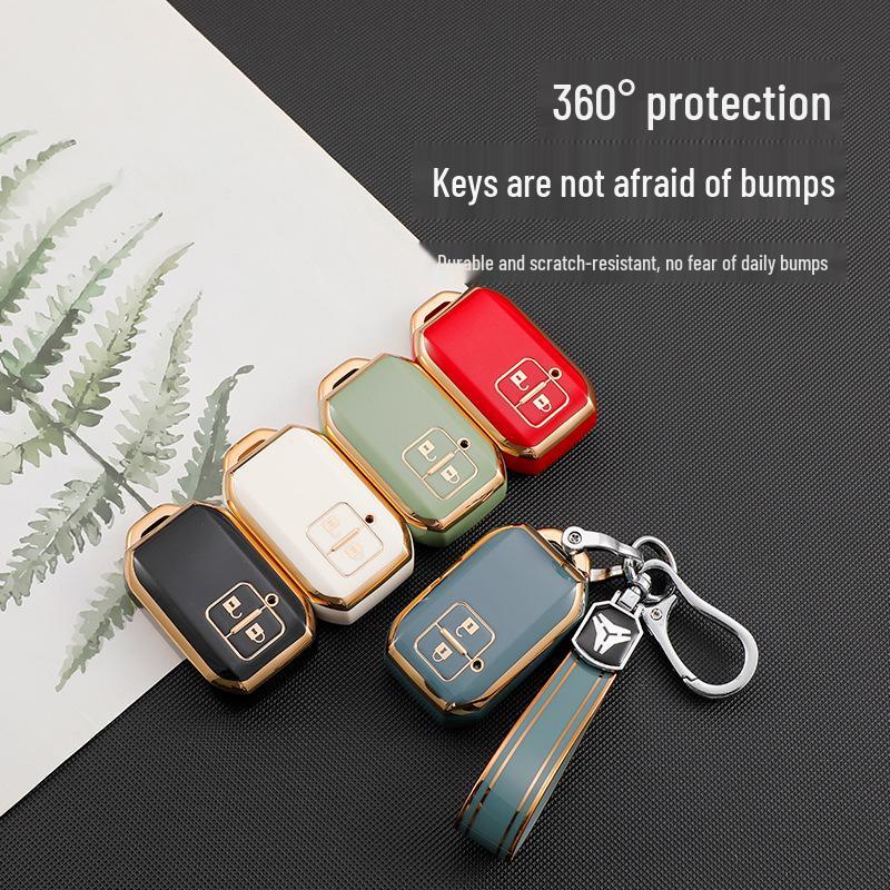 Goldrand TPU Weichgummi Schlüsselhülle für Suzuki Jimny 3-Knopf-Modell