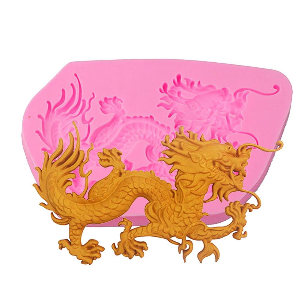 Chinese Dragon Silicone Mold Round Dragon Designs Silicone Fondant Moulds Silicone Baking Supplies for Various Crafts