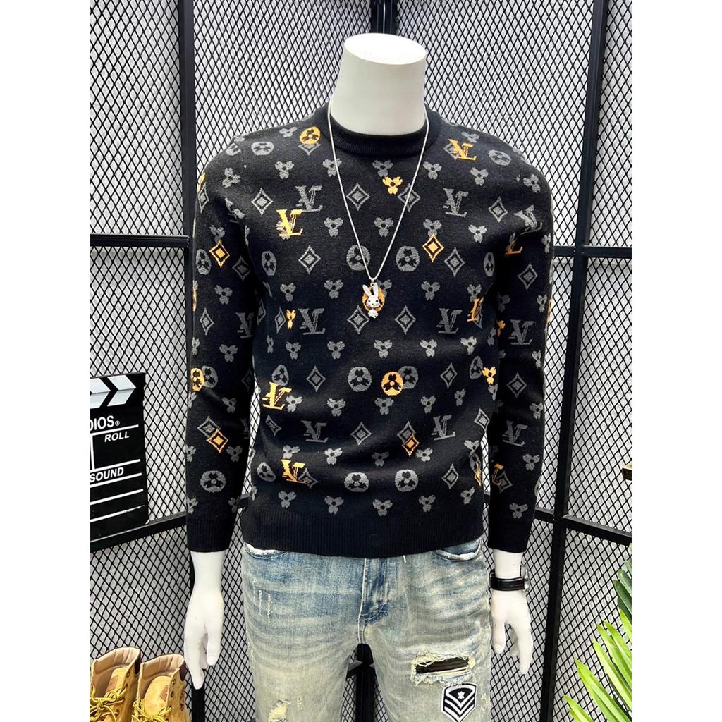 Men's Thick Warm Jacquard Sweater - Casual, Trendy, Loose Fit Knitwear for Winter