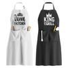 Protective Cooking Apron Adjustable Neck Strap With King Queen Mr Mrs Letter Design for Couple, Husband, Wife