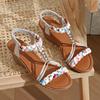 Fashion Sandals Woman Summer 2025 Fashion Comfortable Weave Slippers Beach Bohemian Slides Ladies Flats Sandals Rome Shoes for Women