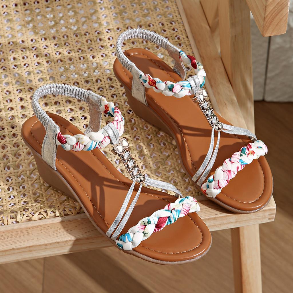 Fashion Sandals Woman Summer 2025 Fashion Comfortable Weave Slippers Beach Bohemian Slides Ladies Flats Sandals Rome Shoes for Women