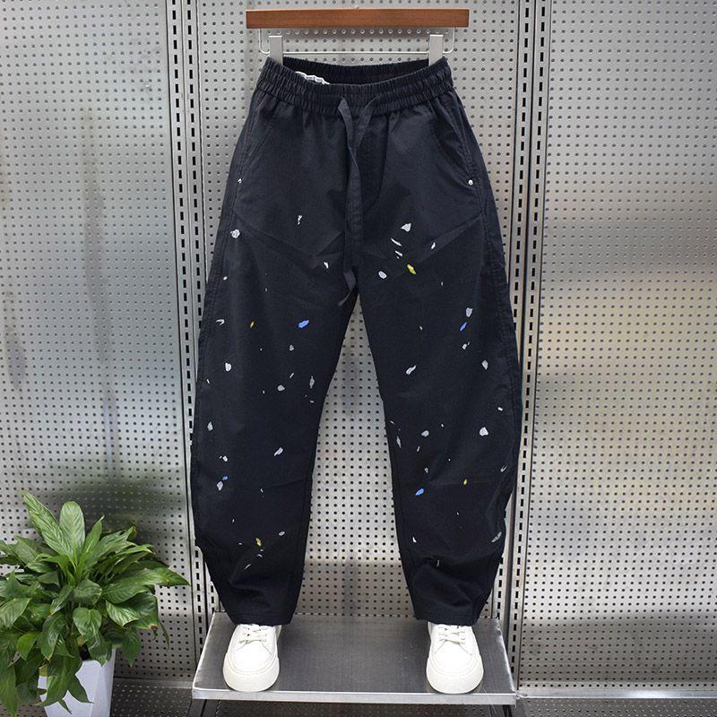 Summer New Fashion Brand Long Colorful Paint Spots Washed Straight-cut Curved Blade Pants Versatile Casual