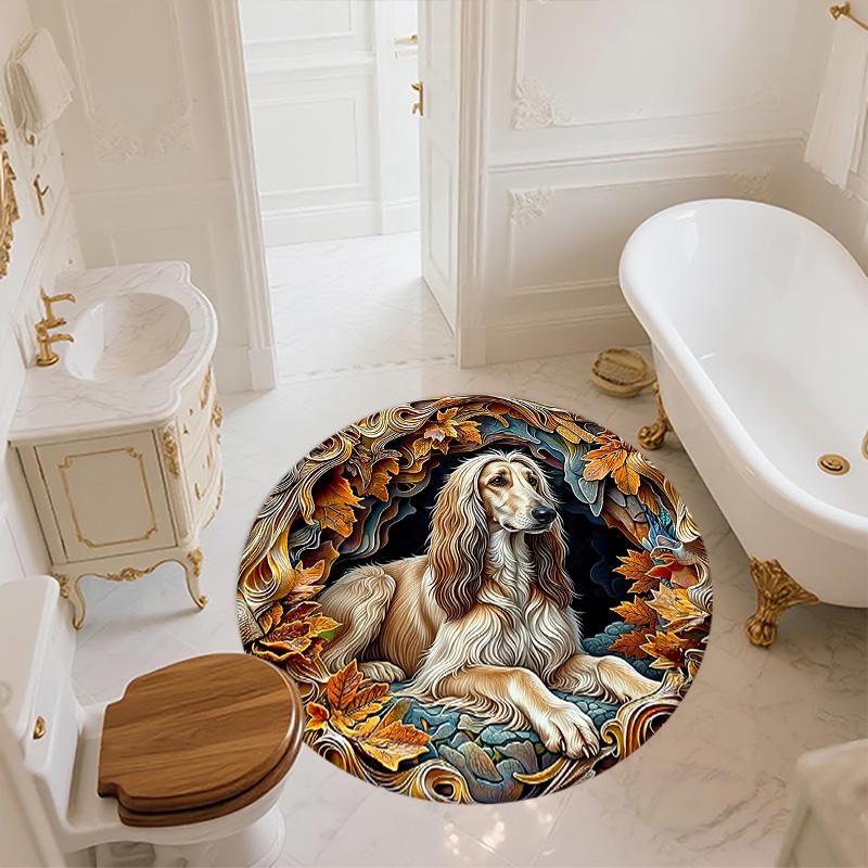 Embossed Dog Round Area Rug,Carpet Rug for Living Room Bedroom Sofa Playroom Decor,Non-slip Floor Mat
