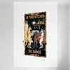 Vintage Distressed Metal Sign with Dancing Cats In Kitchen - Dark Green Background, 'IN THIS KITCHEN WE DANCE' Rustic Retro Wall