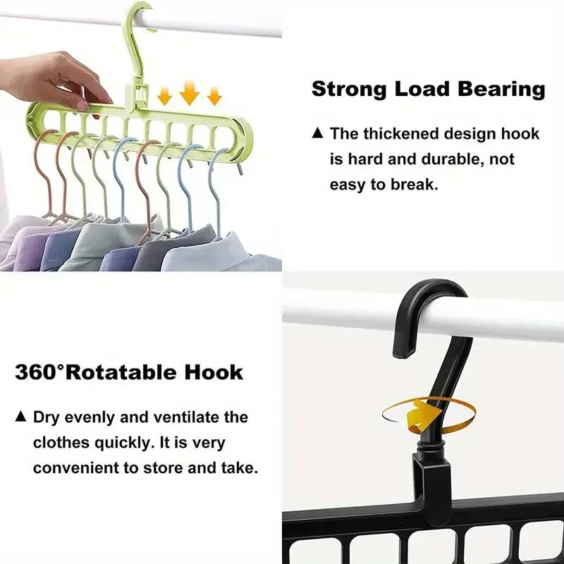 1pc - Nine hole multifunctional magic folding clothes hanger, convenient storage and space saving storage cabinet
