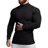Muscleguys Mens Running T-shirts Autumn Thin Knitted Ribbed Roll Neck Jumper Sports Sweaters Strip Slim Fit Gym Fitness Pullover T Shirts