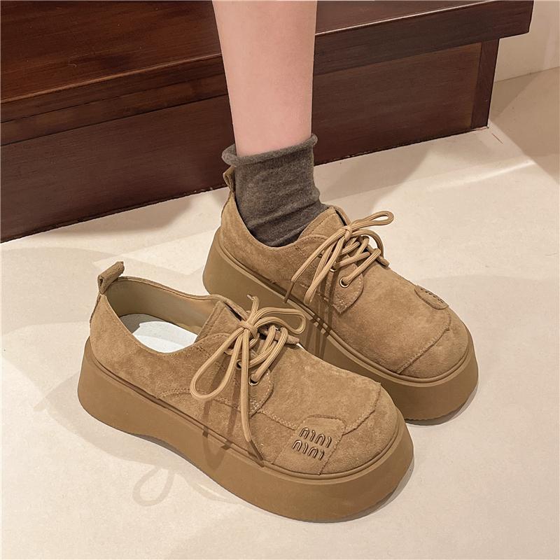 The 2025 New Autumn Retro Thick-soled Shoes Are Versatile Fashion-style Lace-up Single Shoes for Women's Casual Workwear