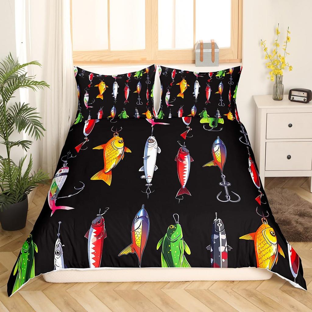 Fischerei Bettwäsche Sets Für Erwachsene Queen Size Bettbezüge Leichte Daunen Zimmer Dekoration 2 Kissenbezüge 1 Bettbezug Ohne Bettdecke