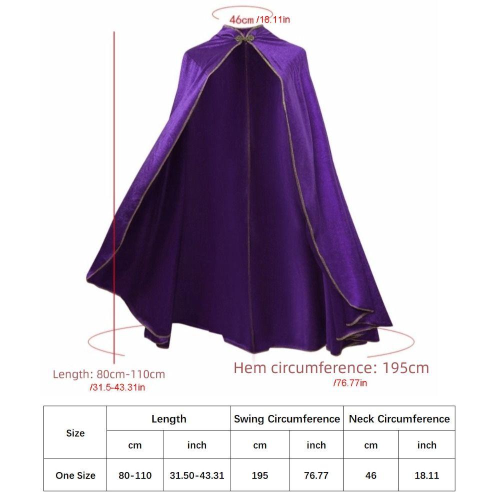 Golden Trim Halloween Cloak Washable Durable Lightweight Polyester Gothic Costume Cape Spooky Cosplay Outfits Comfortable Fit