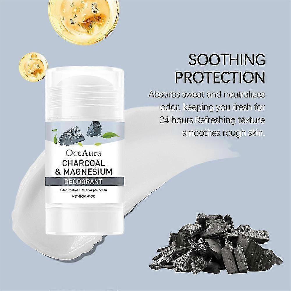 Holzkohle & Magnesium Deodorant - 48H Geruchskontrolle & Schweißmanagement, Natürlicher Achselschutz 40g