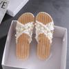 Summer Fashion Pearl Flat Bottom Straight Drag Beach Anti-skid Cool Slippers