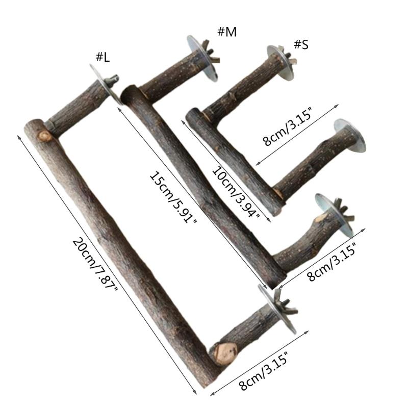 Natural Wood Perch Parrot Bird  Grooming Stand Bar Grinding Claw Toy For Small Medium Birds Easy To Install JJ1546
