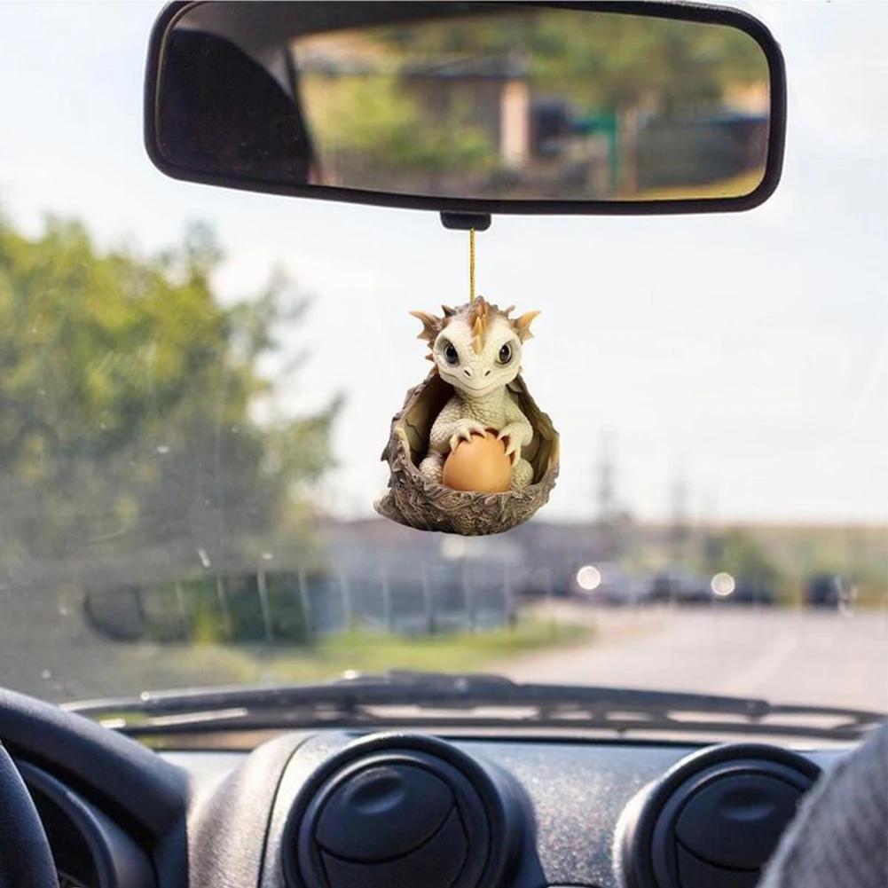 2D Acrylic Dragon Baby Egg Ornament Christmas Dragon Egg Tree Pendant Cartoon Car Keychain Hanging Decoration Xmas Cute Decor