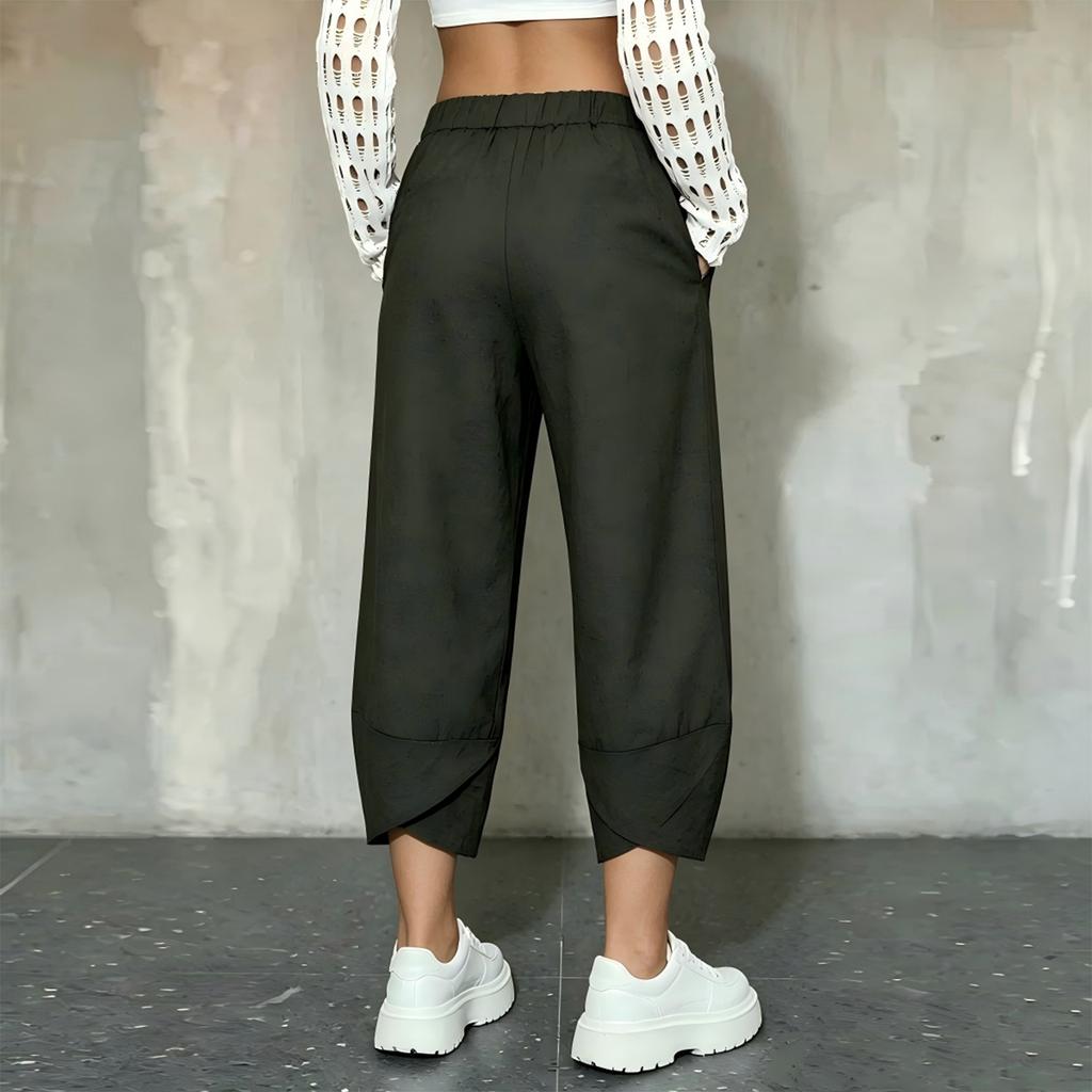 Women's Loose Fit Pants with Elastic Waistband and Hem for Casual Everyday Wear