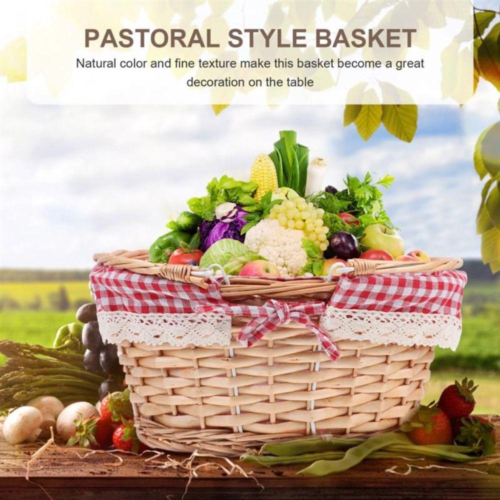 Removable Oval Handwoven Toys Sundries Storage Basket Fruit Basket Picnic Basket Vegetable Basket