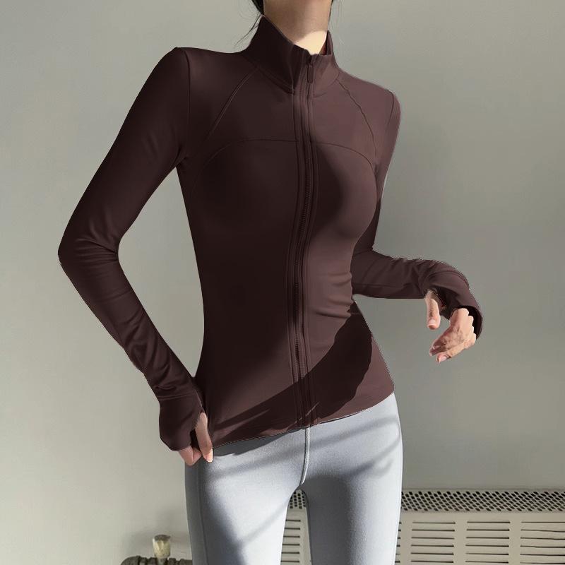 Women s Fleece-Lined Slimming Stand-Up Collar Sports Jacket - Stretchy Yoga Fitness Top S