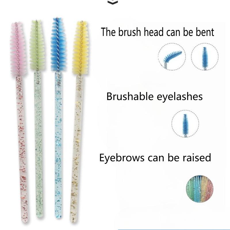 50 Stück Einweg-Wimpernbürsten Kristall Wimpern Mascara Stäbe Glitzer Wimpernkamm Spoolies Mikro Make-up Applikatoren