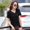 New Short-sleeved Cotton Simple Slimming Loose Korean Style V-neck Large Size Women's T-shirt Tops Bottoming Shirt