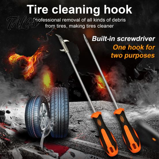 Tire Cleaning Tool for Car Hook, Gap Buckle Stone Groove Debris Cleaner Universal Zinc Alloy